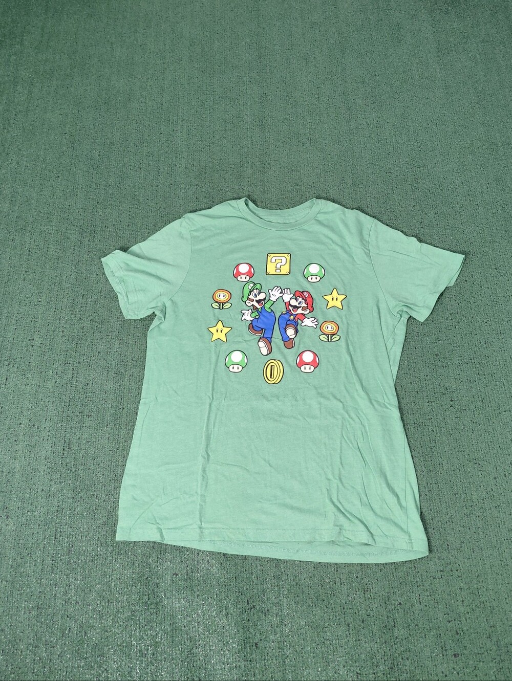 Super Mario Bros Videogame Retro Green T Shirt Sz XL